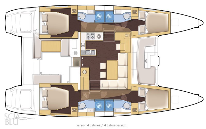 Lagoon 450: layout versione 4 cabine