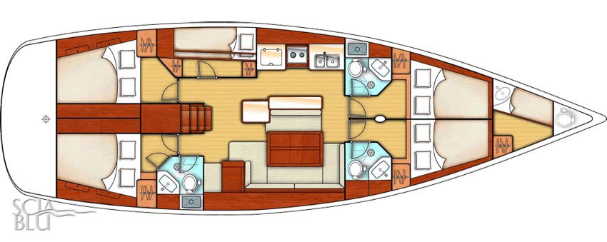 Oceanis 50 family: layout 5 + 1 cabina