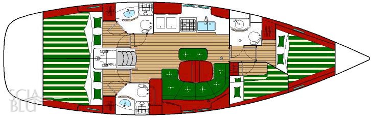 Oceanis 423 clipper: layout 4 cabine